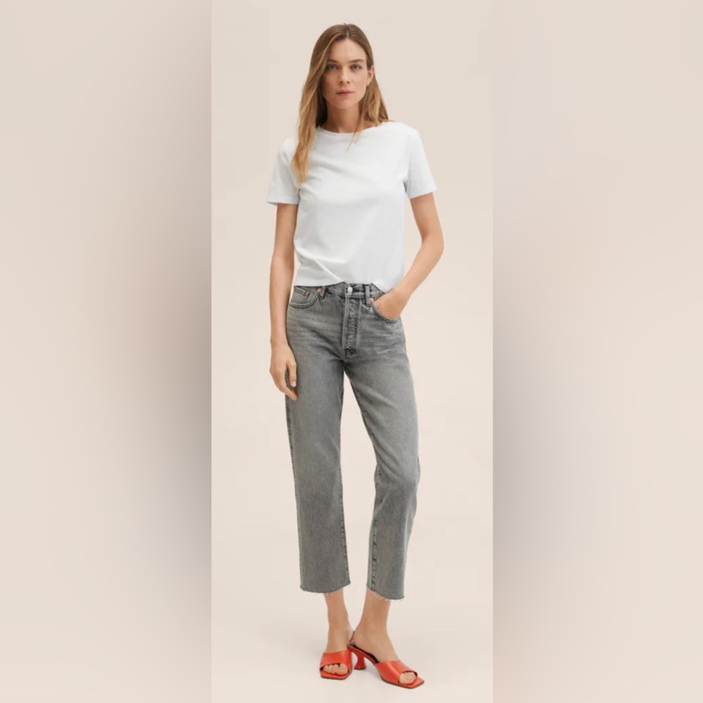 🖤 Mango Havana High-Waist Straight Cropped Jeans | Size 2